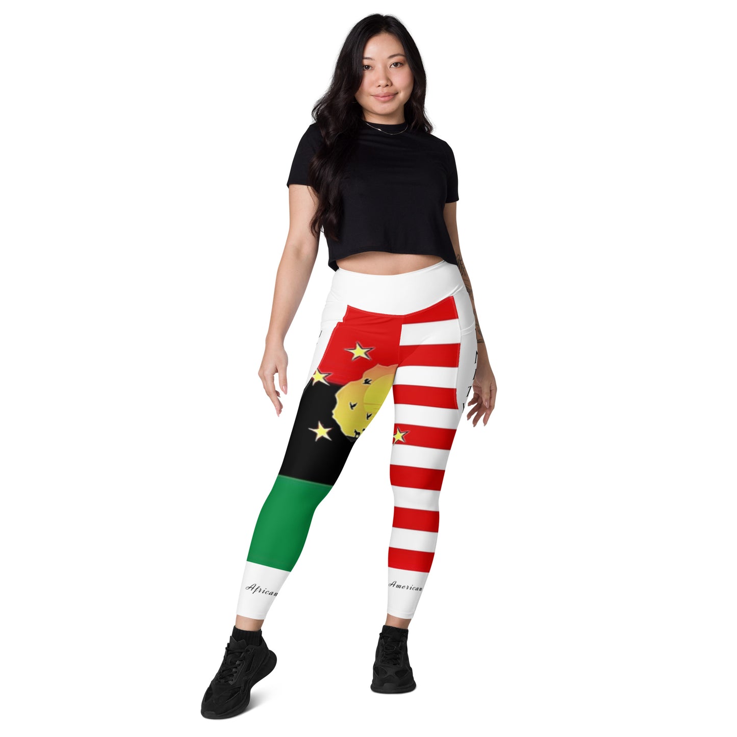 African American Unity Flag Leggings w/Pockets