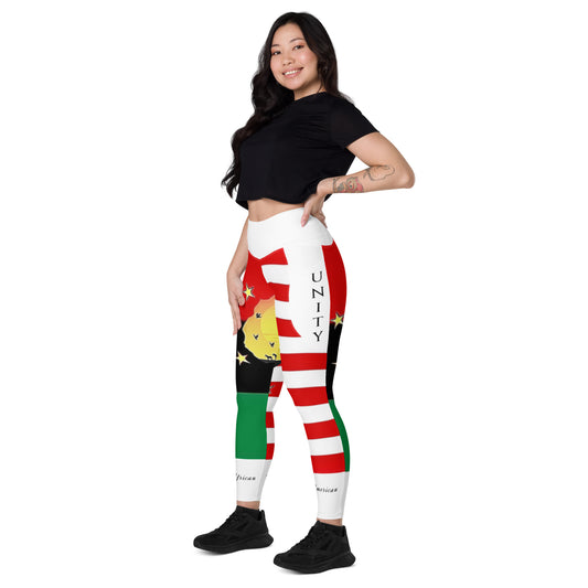 African American Unity Flag Leggings w/Pockets