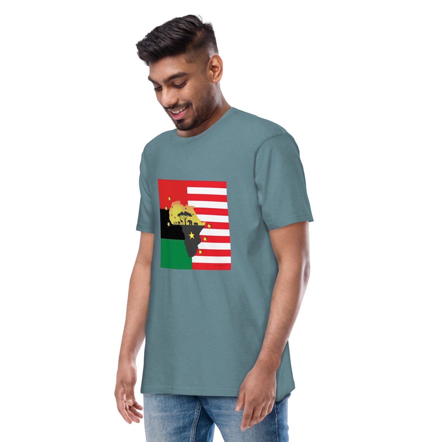 African American Unity Flag Heavyweight Tee - Men