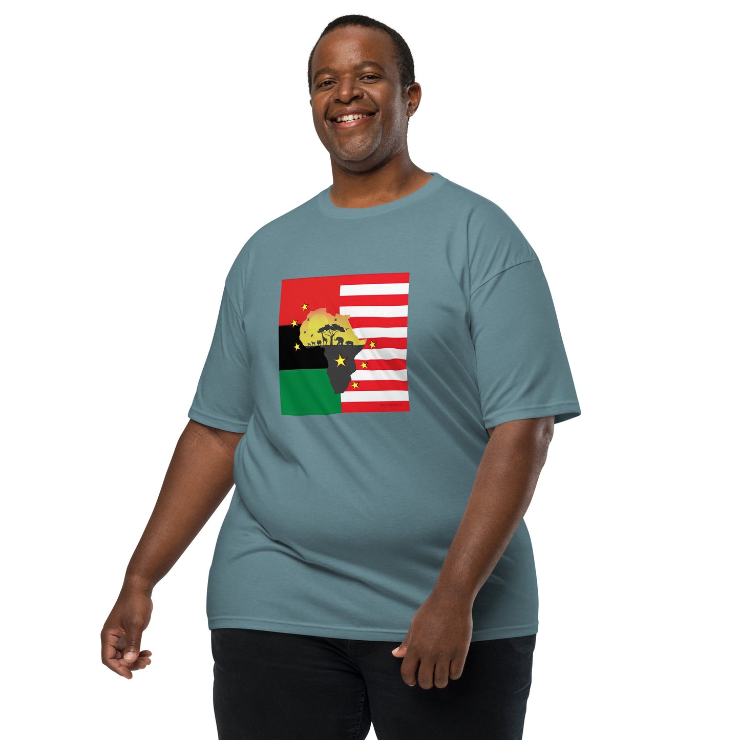 African American Unity Flag Heavyweight Tee - Men