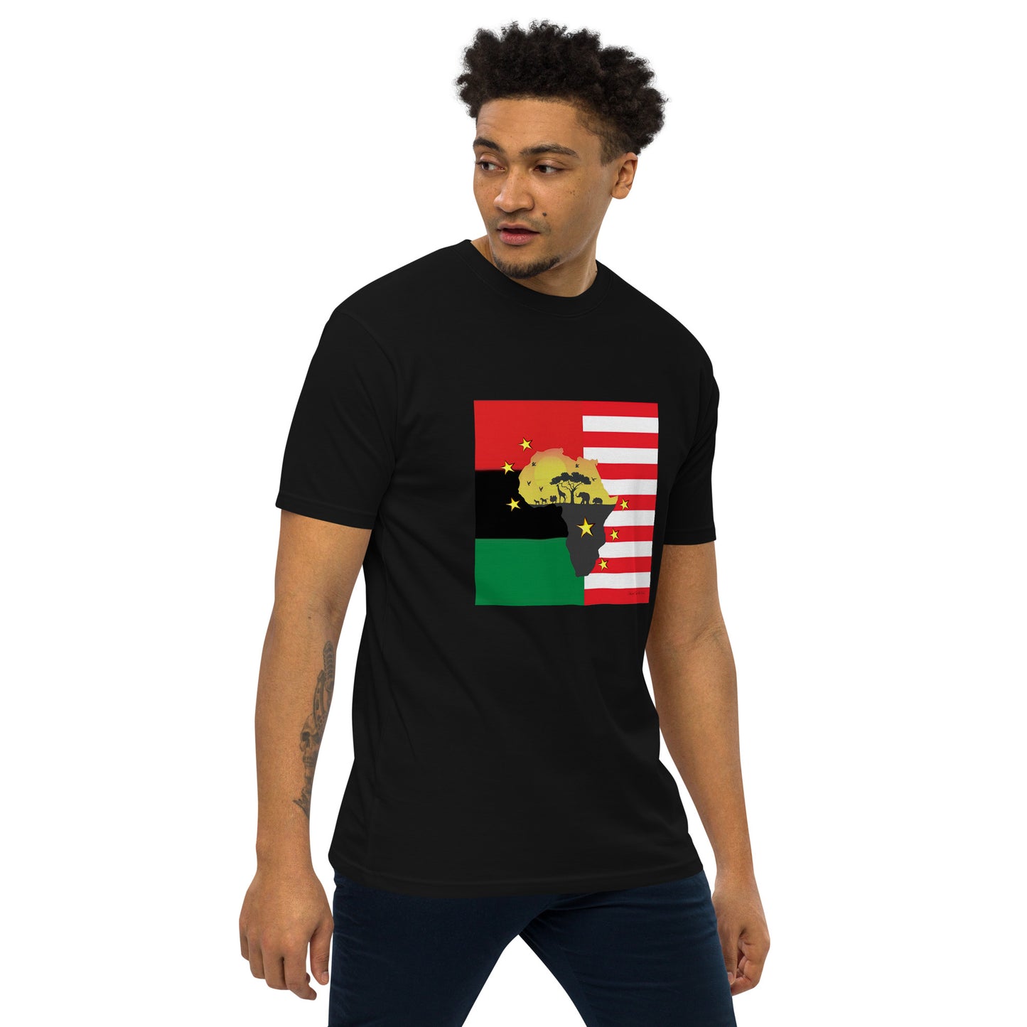 African American Unity Flag Heavyweight Tee - Men