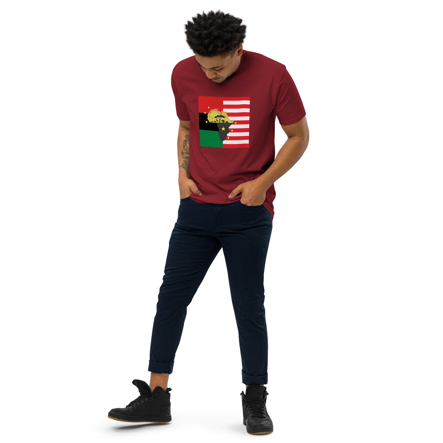 African American Unity Flag Heavyweight Tee - Men