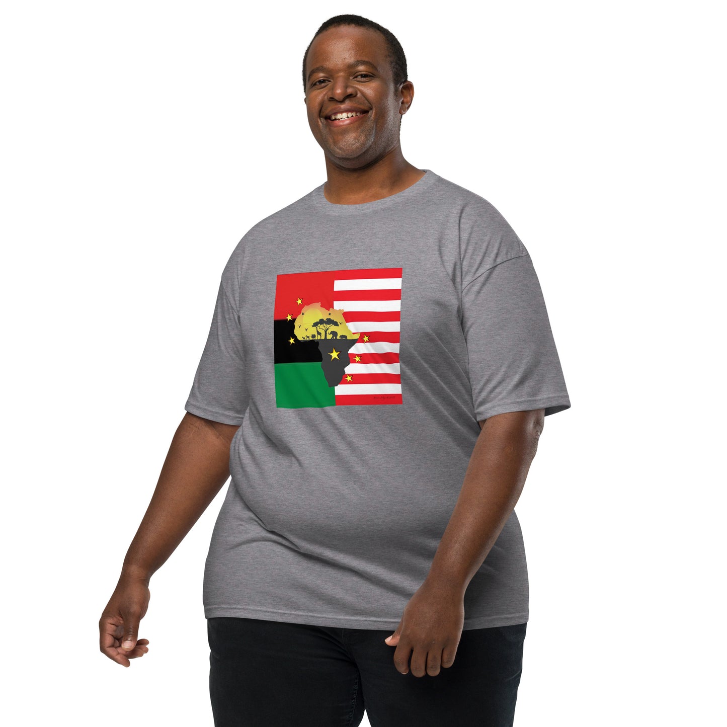 African American Unity Flag Heavyweight Tee - Men