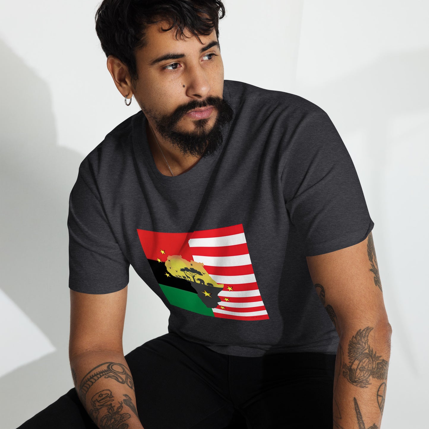 African American Unity Flag Heavyweight Tee - Men