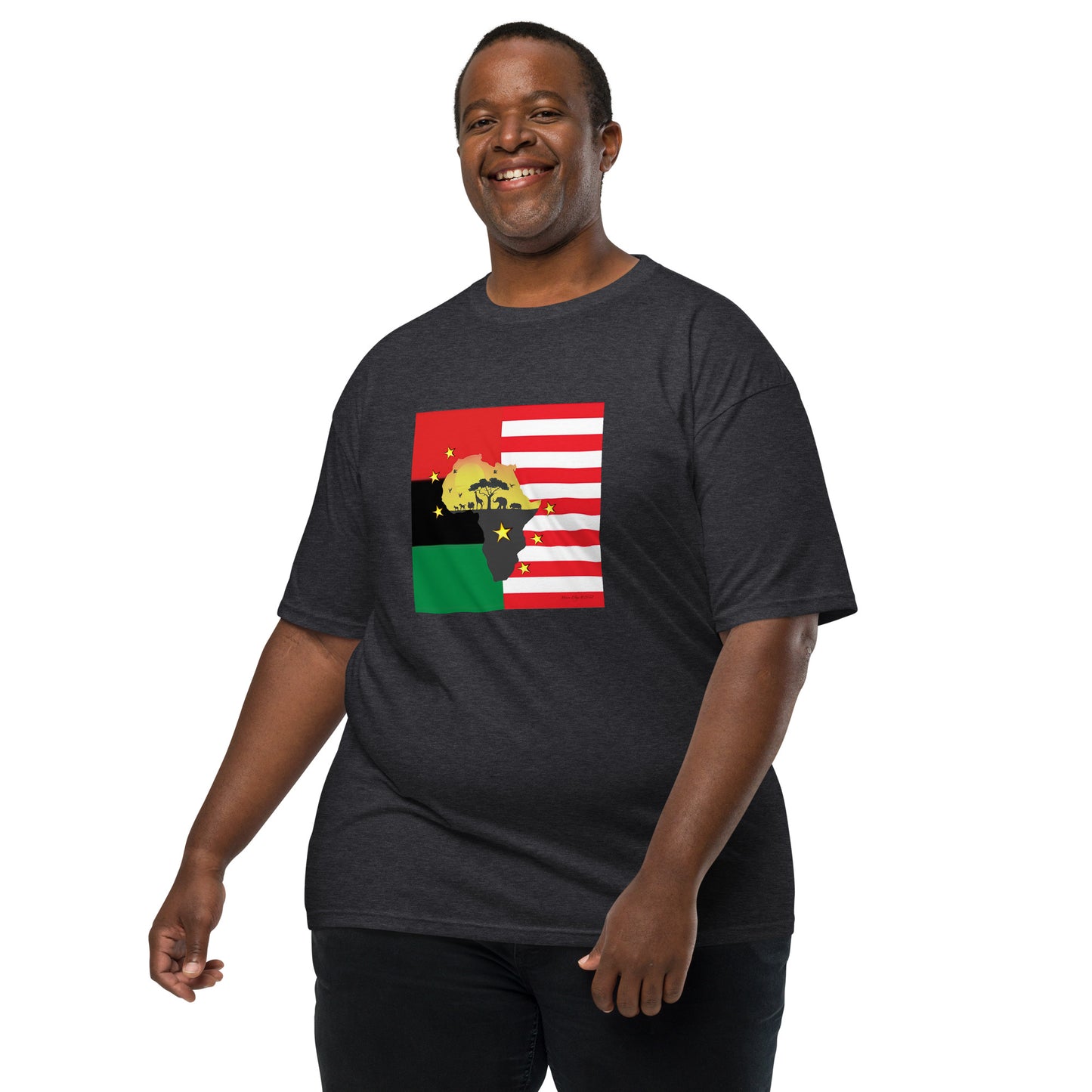 African American Unity Flag Heavyweight Tee - Men