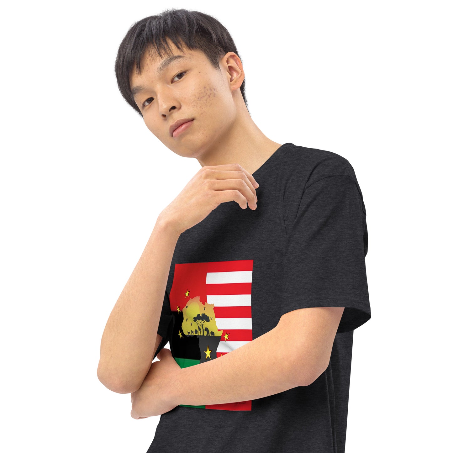 African American Unity Flag Heavyweight Tee - Men