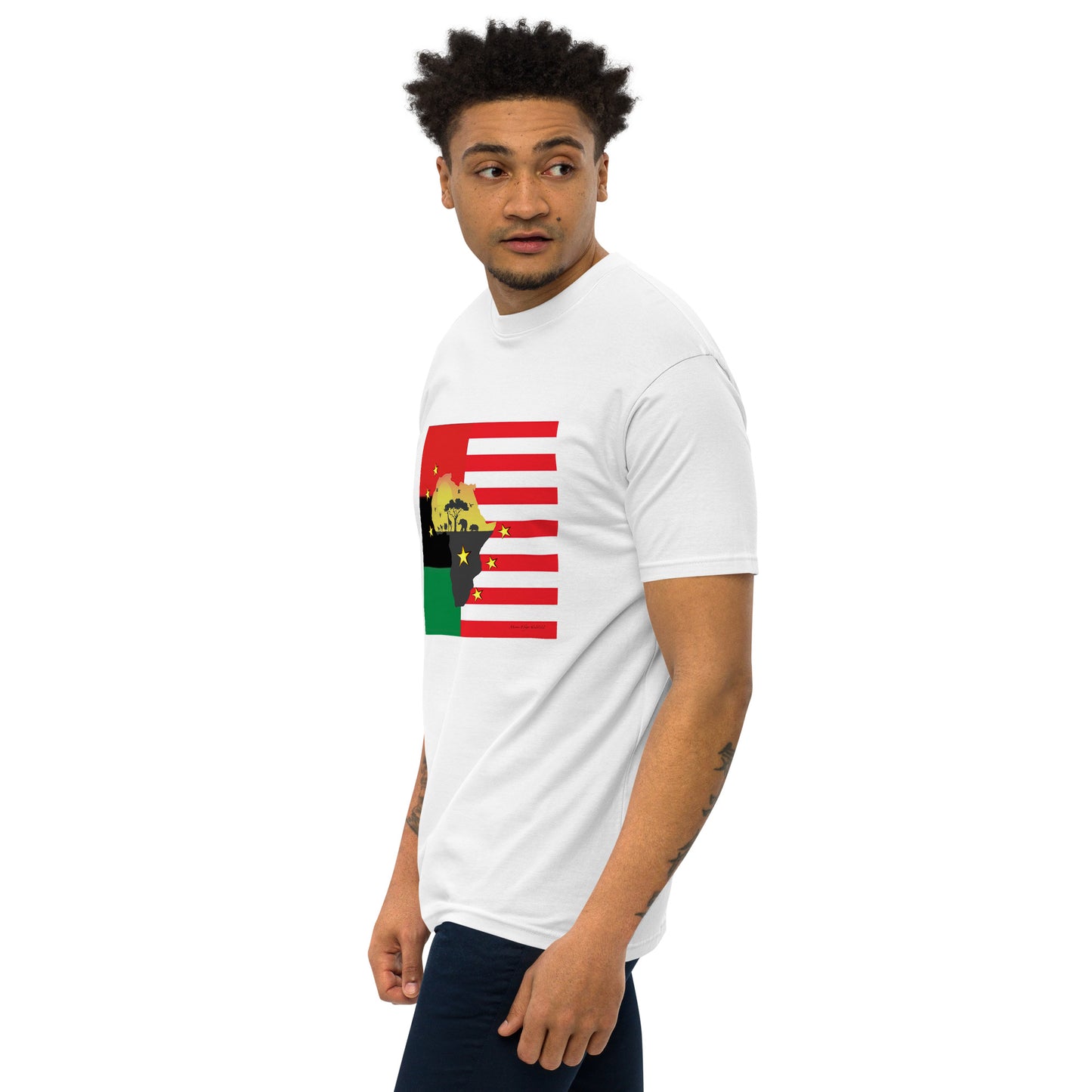 African American Unity Flag Heavyweight Tee - Men