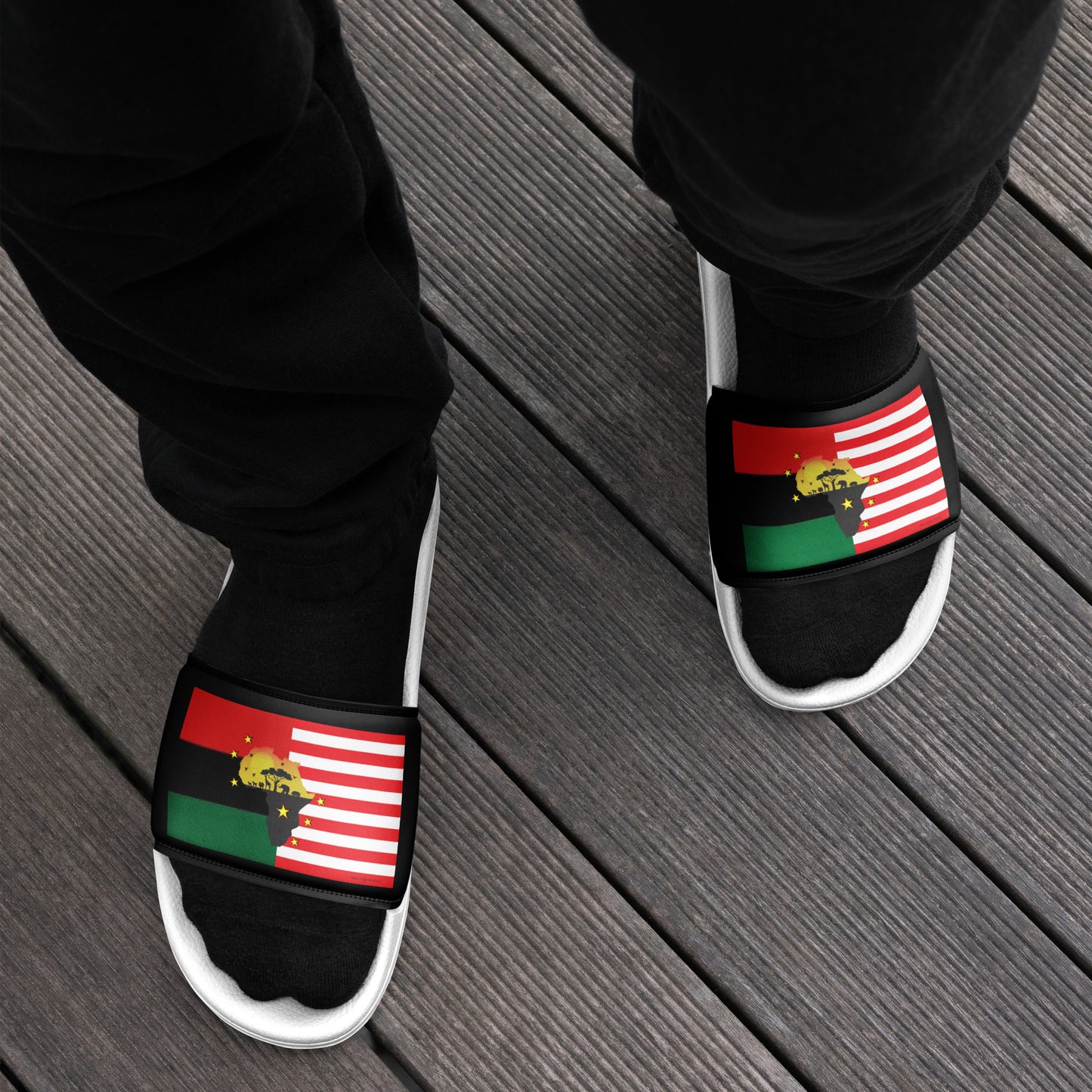 African American Unity Flag Slides - Men