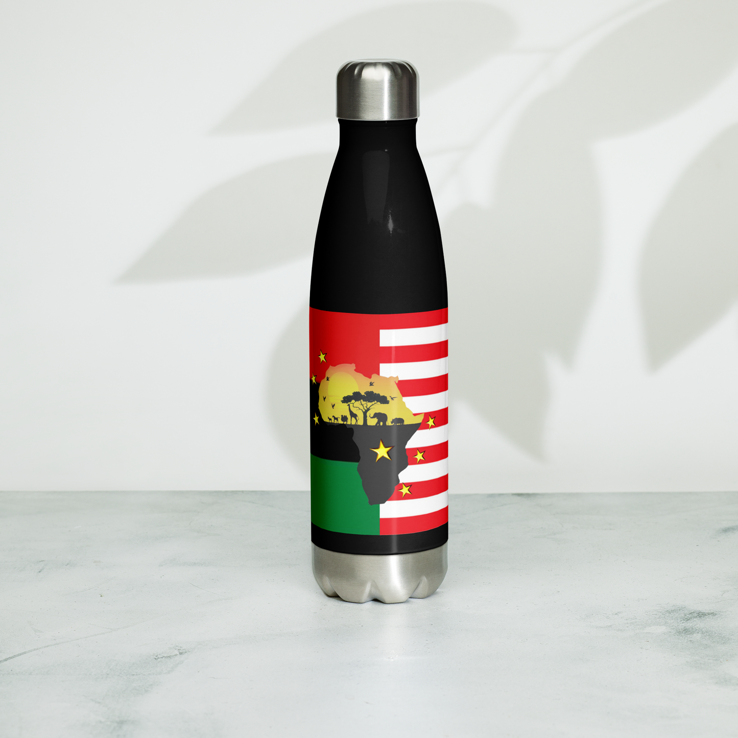 African American Unity Flag Water Bottle - Stainless Steel