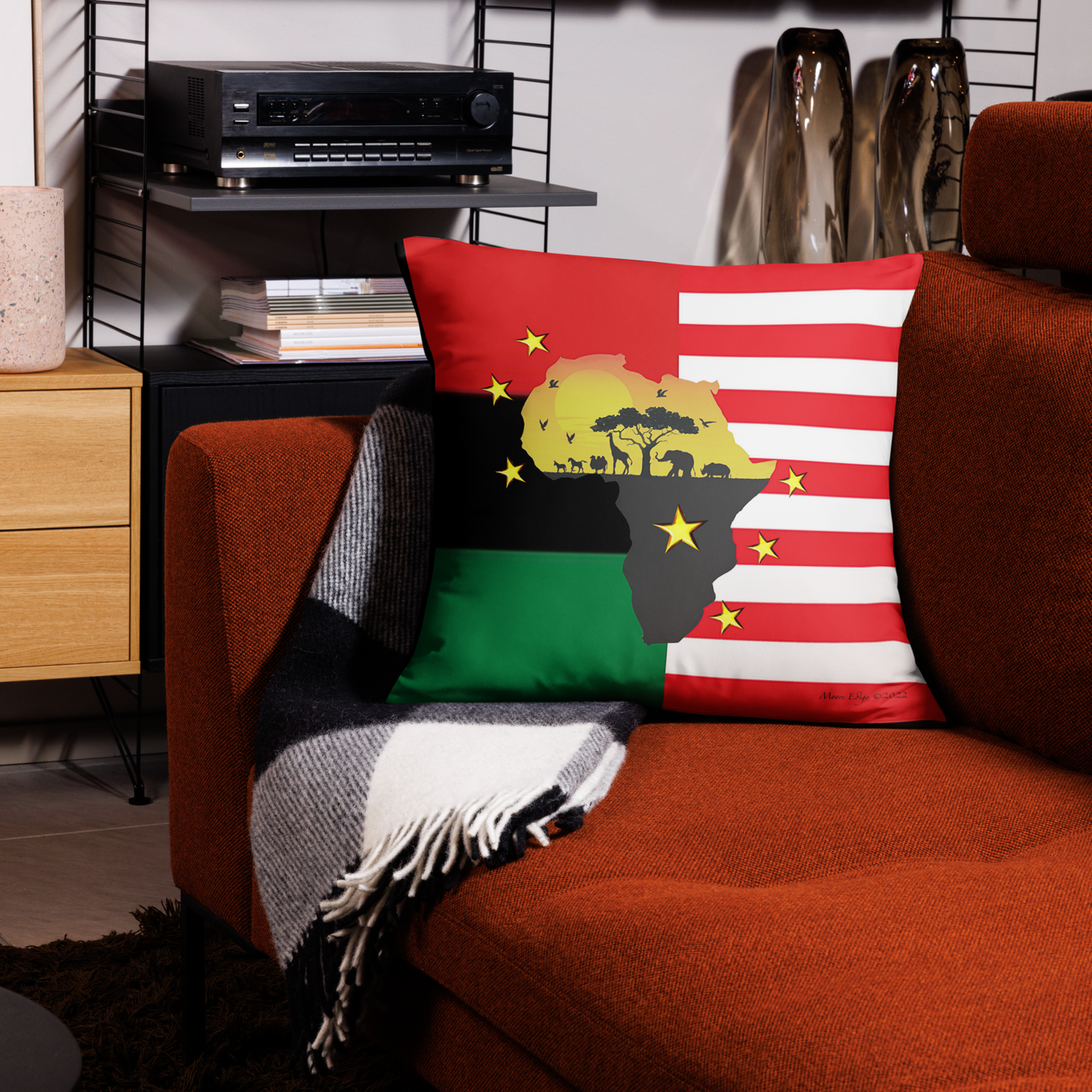 African American Unity Flag Accent Pillow