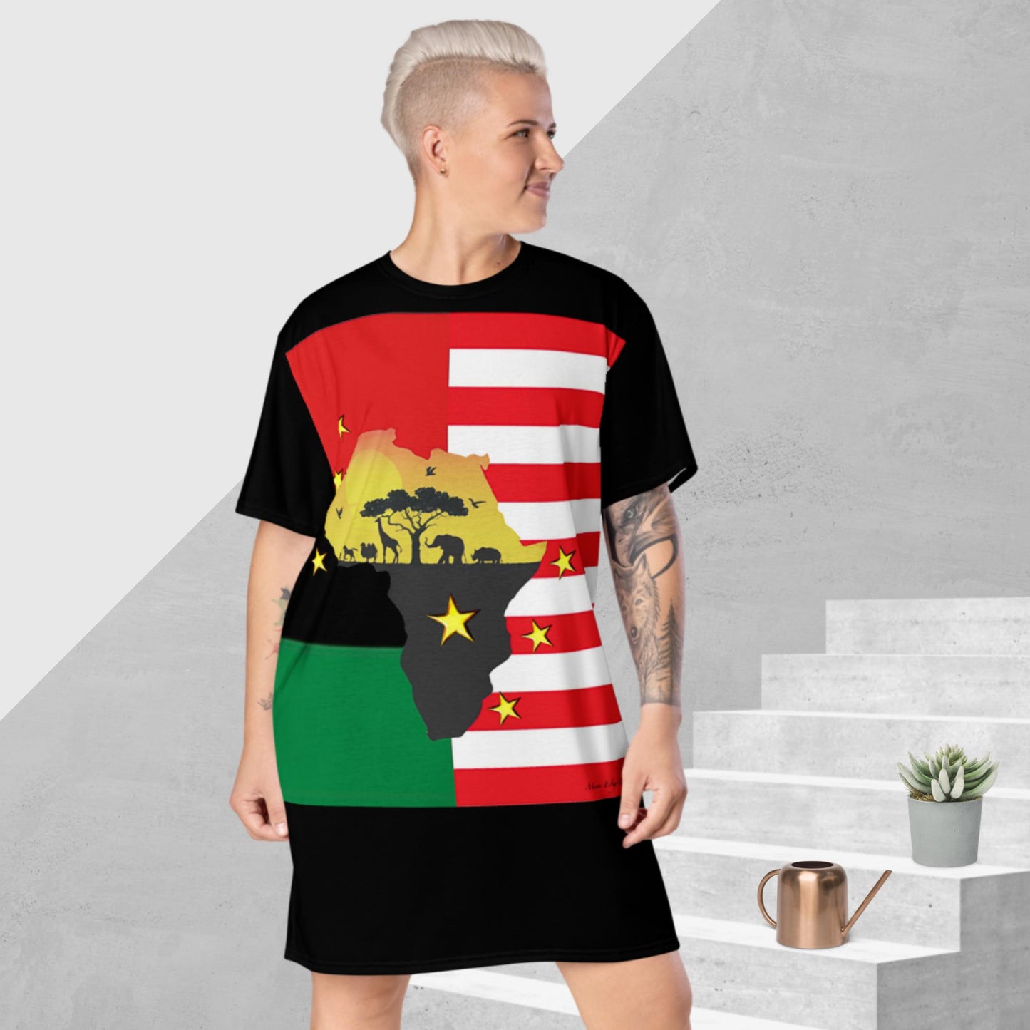 African American Unity Flag T-Shirt Dress